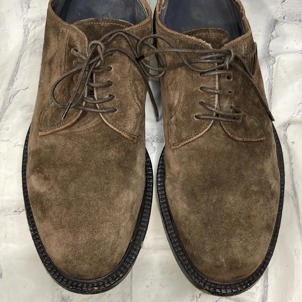 Boglioli Suede Derby Shoes Lace Up Brown Suede Stacked Heel
